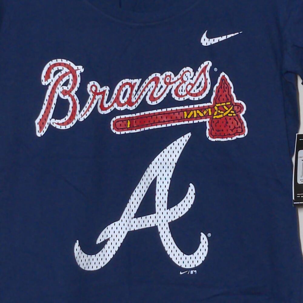 Nike Atlanta Braves Navy Blue T-Shirt Athletic Cut M New - Picture 2 of 15